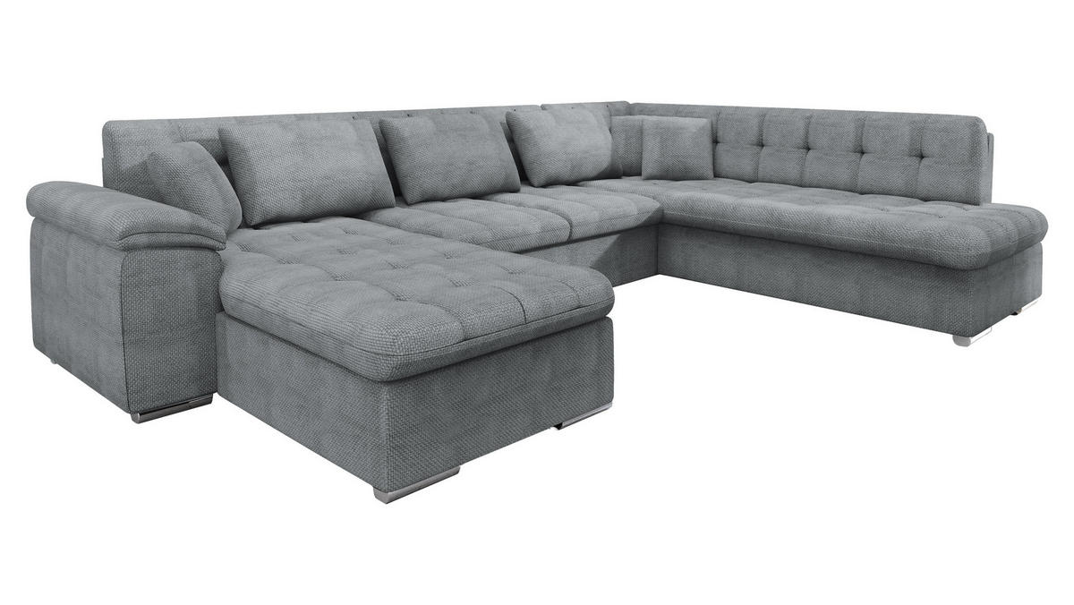 WOHNLANDSCHAFT Niko Bis, Seite: Links - Chromfarben, Holz/Textil (348/76/205cm) - MIRJAN24
