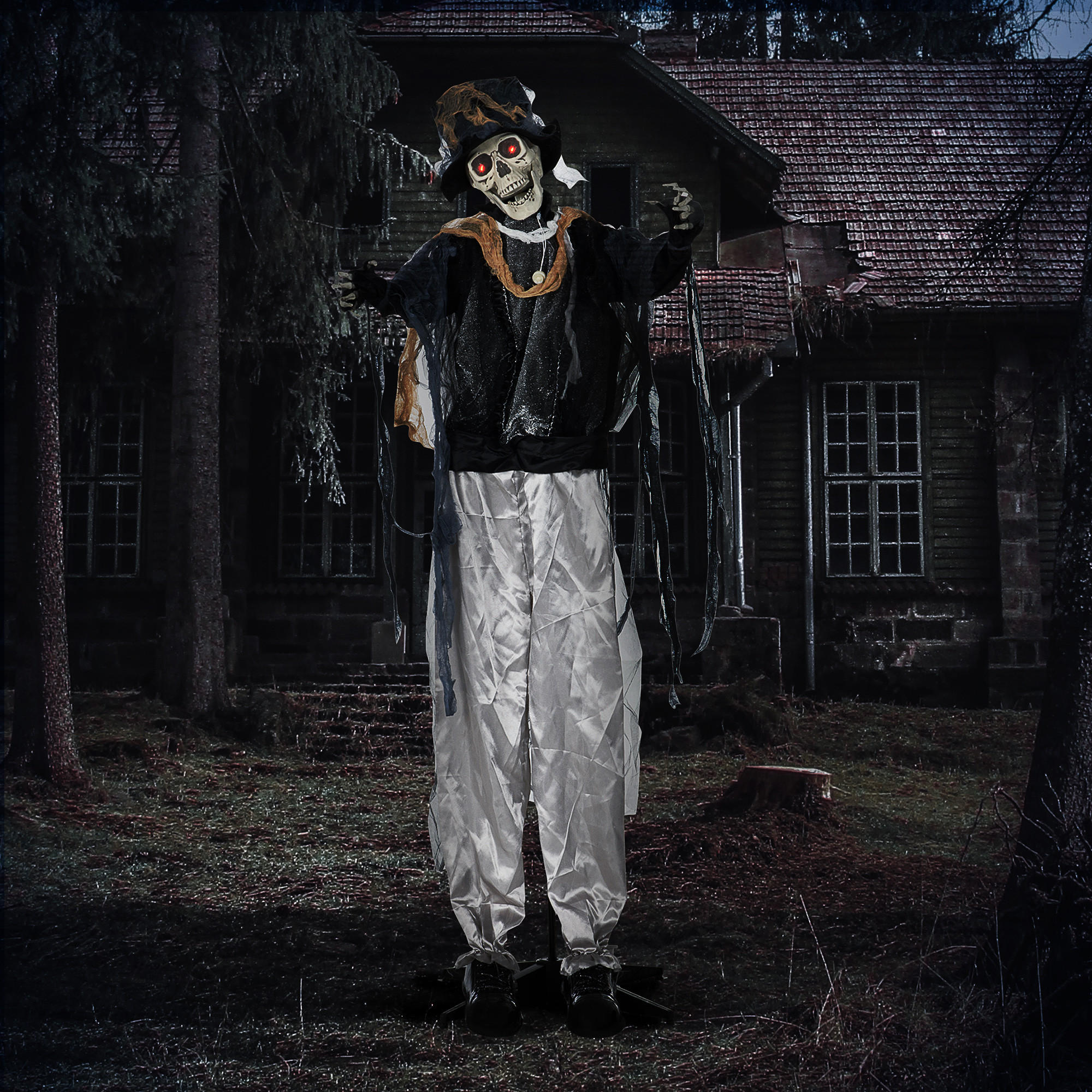 HALLOWEEN HORROR-CLOWN, Schwarz+Grau, Polyester - Schwarz, Kunststoff (64/178/101cm) - HOMCOM