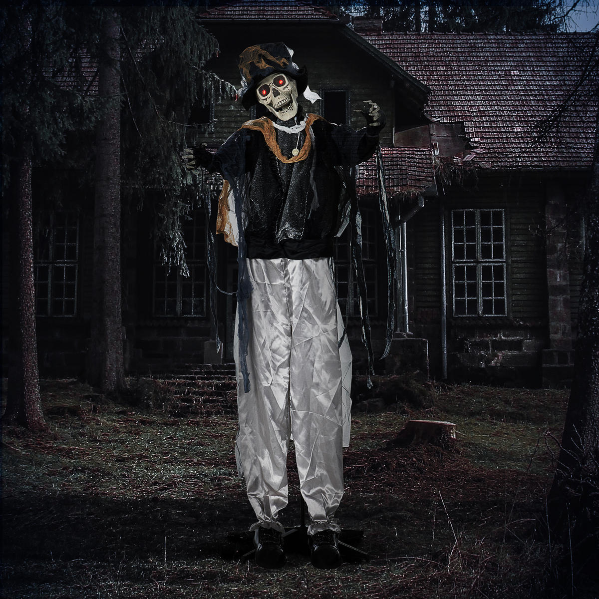HALLOWEEN HORROR-CLOWN, Schwarz+Grau, Polyester - Schwarz, Kunststoff (64/178/101cm) - HOMCOM