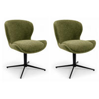 STUHL-SET 2 Stück in Webstoff Grün - Schwarz/Grün, Textil/Metall (57/83/63cm) - Furnhouse