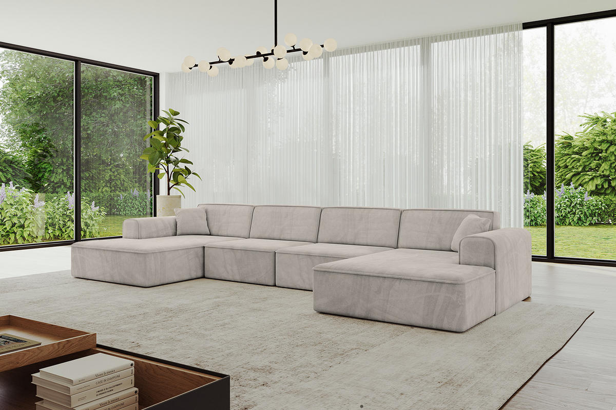 WOHNLANDSCHAFT IREA-U2-v3 - 388x171x79 cm Hellbraun - Hellbraun, Holzwerkstoff/Textil (388/79/171cm) - ALTDECOR