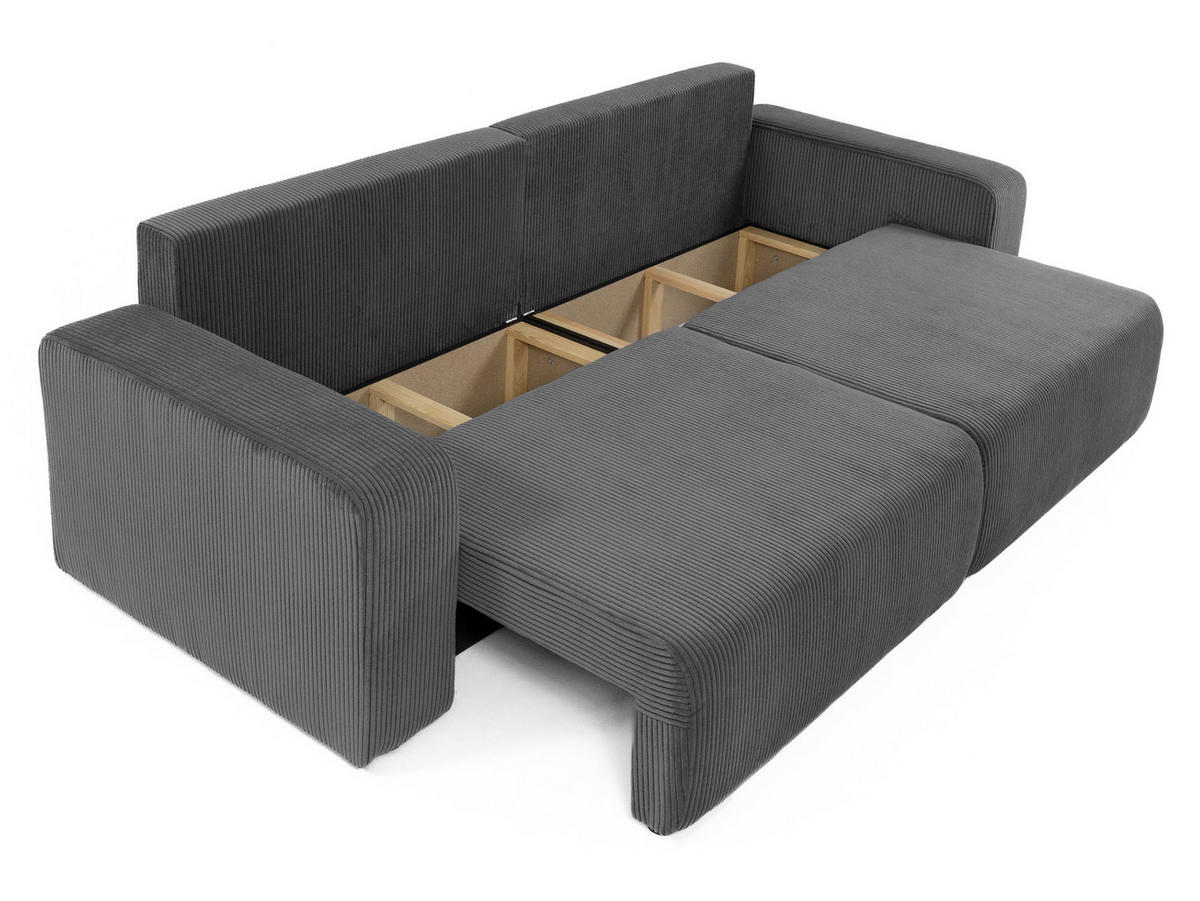 SCHLAFSOFA Piano Cord - Schwarz/Rosa, Holz/Kunststoff (245/82/92cm) - MIRJAN24