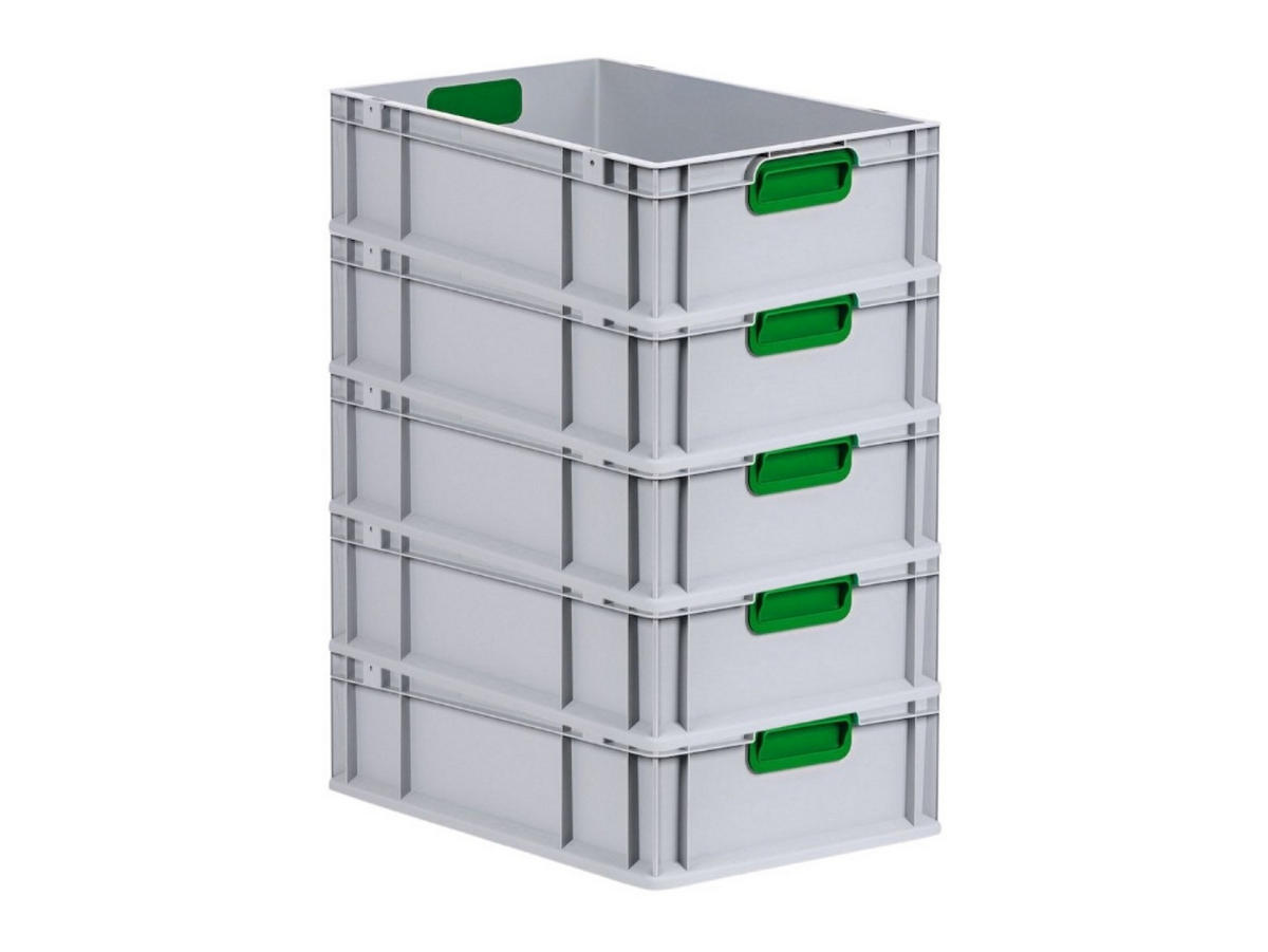 EUROBOX 5x Nextgen Color 17x40x60cm 34 Liter Griffe Grün Geschlossen - Grün, Kunststoff (40/17/60cm) - PROREGAL