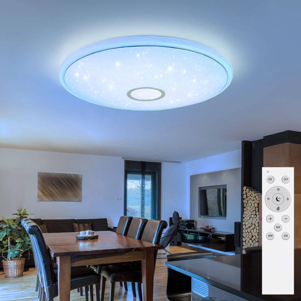 LED DECKENLEUCHTE Connor Weiß Kristalloptik - Weiß, Metall (50/50/6.5cm) - Globo Lighting