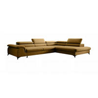 ECKSOFA PLAZA L Rechts mit Schlaffunktion 125x195 Velours Gold - Gelb/Schwarz, Holz/Kunststoff (275/205cm) - Muffo