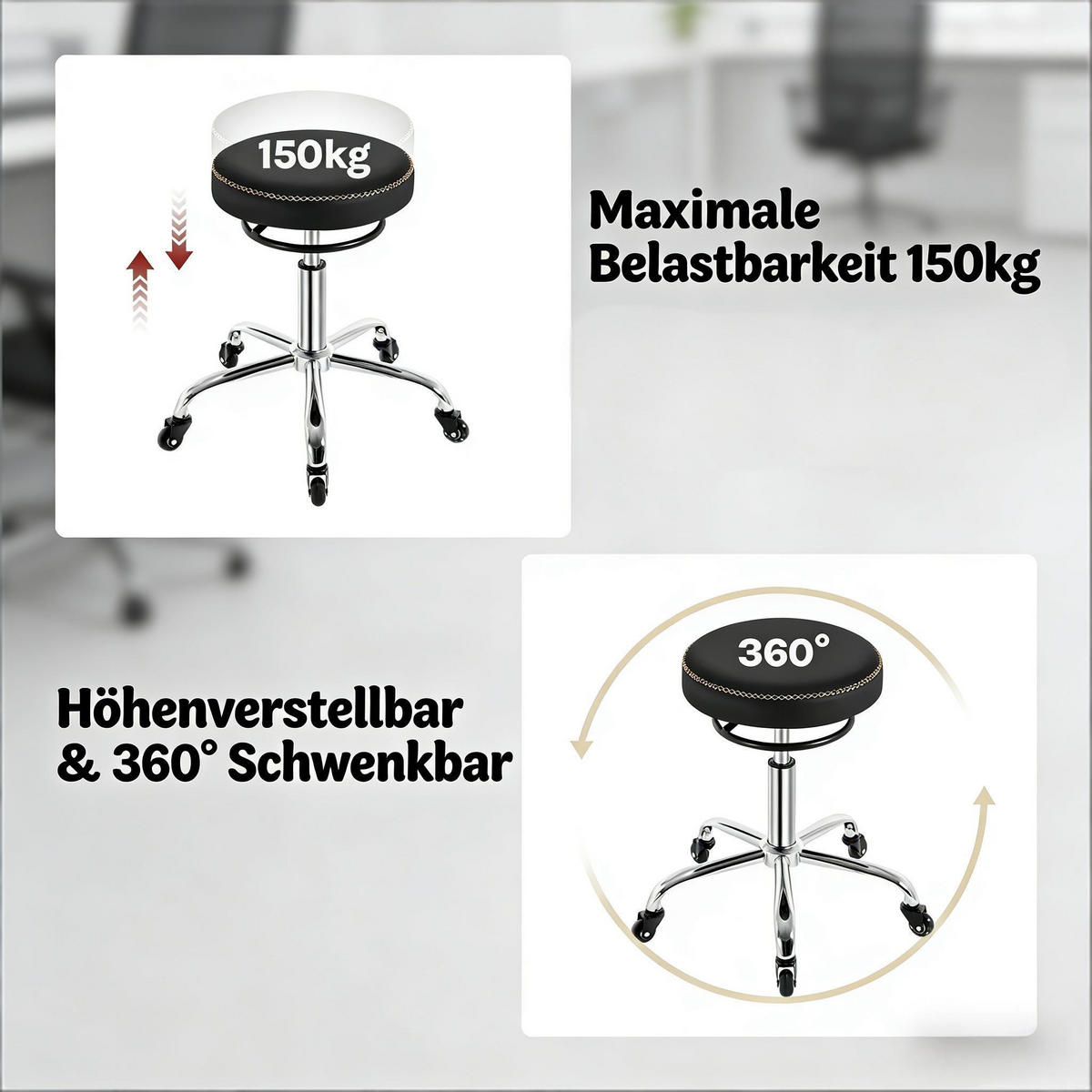 BÜROSTUHL Schwarz 49/49/58 cm - Schwarz, Metall (49/58/49cm) - PANGIVO