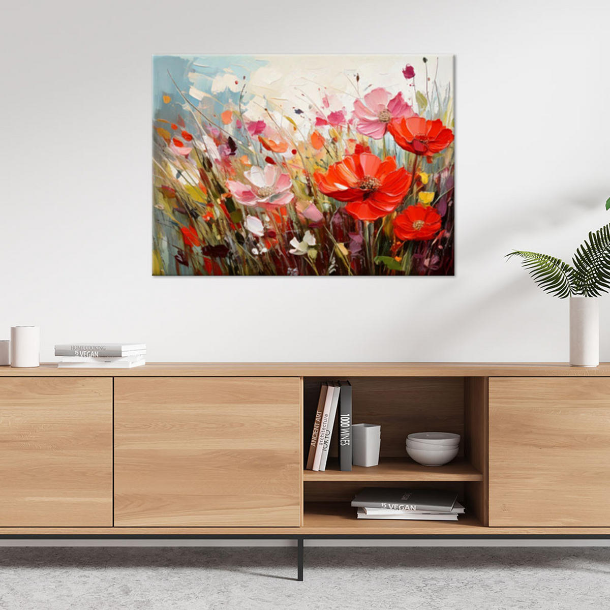 LEINWANDBILD Blumen 120x80cm - Multicolor, Textil (120/80cm) - Feeby