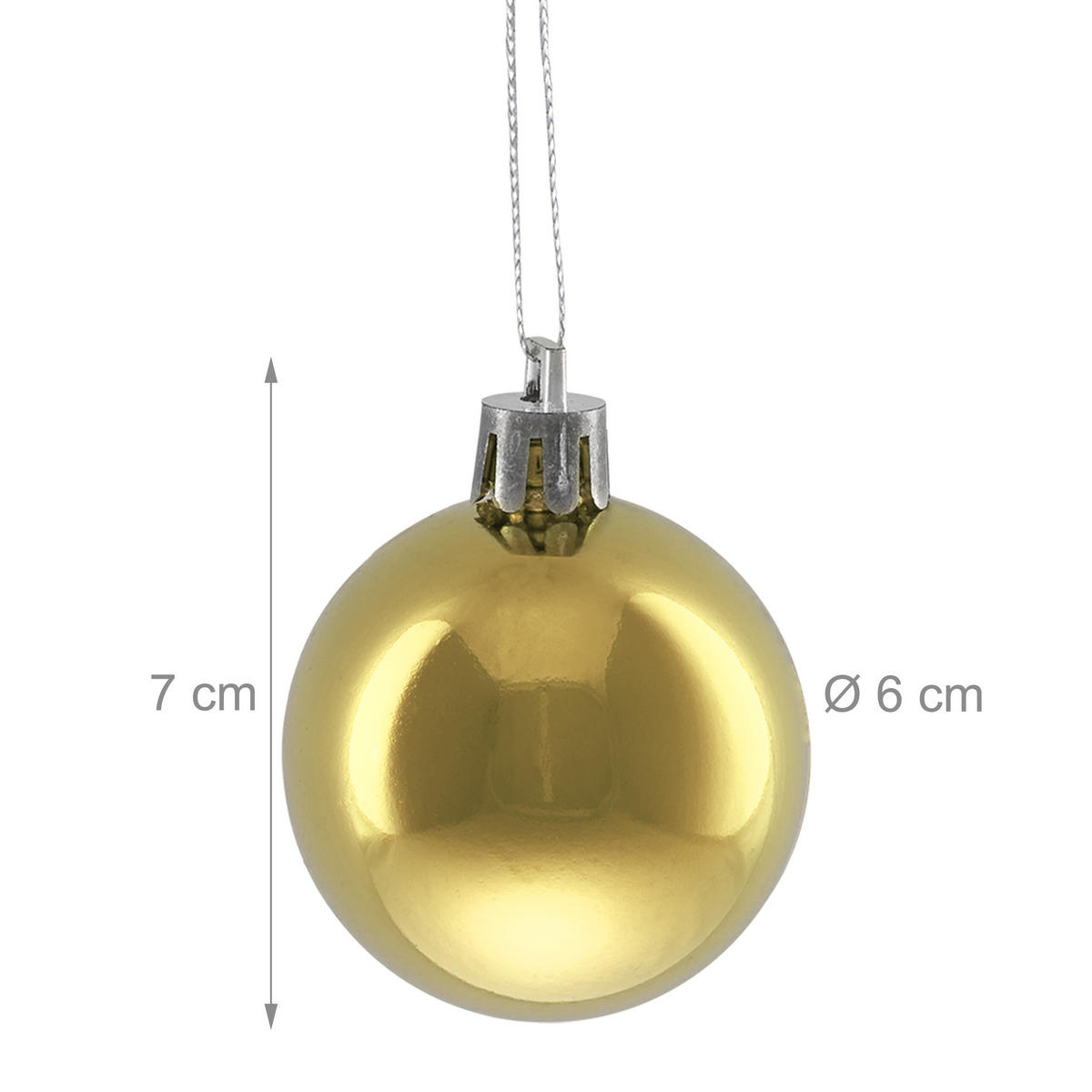 50XWEIHNACHTSKUGELN - Goldfarben, Kunststoff (6/7/6cm) - Relaxdays