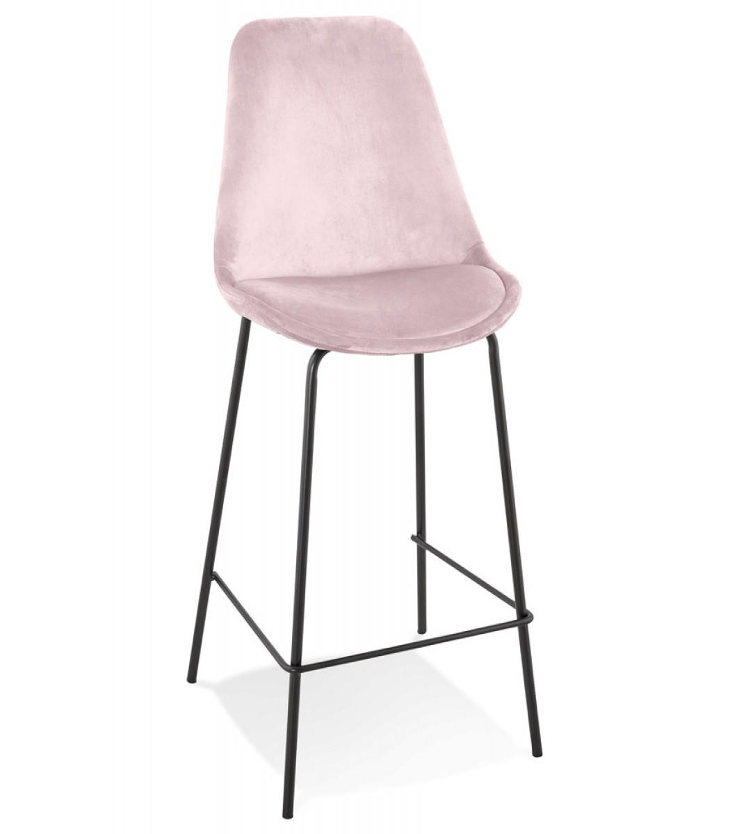 BARHOCKER Samt Sitz mit Metallgestell mittelhoch SPARK, Rosa-Schwarz 45x49x105 cm - Pink/Schwarz, Textil/Metall (45/105/49cm) - KADIMA DESIGN