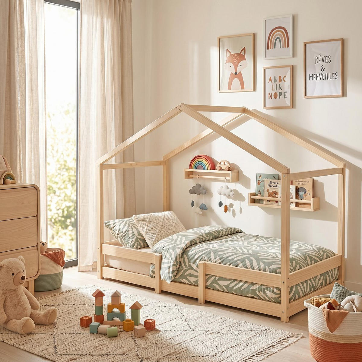 HAUSBETT INDIANA mit Lattenrost / Kinderbett 90x190 - Natural - Naturfarben, Holz (90/190cm) - Weber Industries