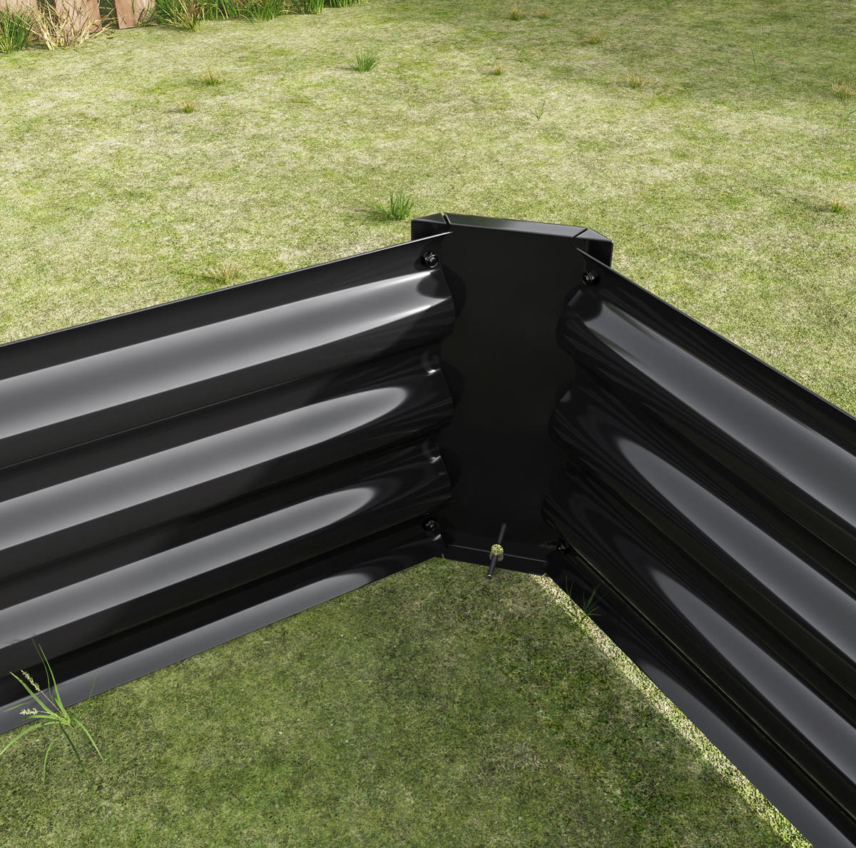 BLUMENKASTEN aus Metall 120x60x30 cm in Schwarz mit offener Basis - Schwarz, Metall (60/30/120cm) - Modfu