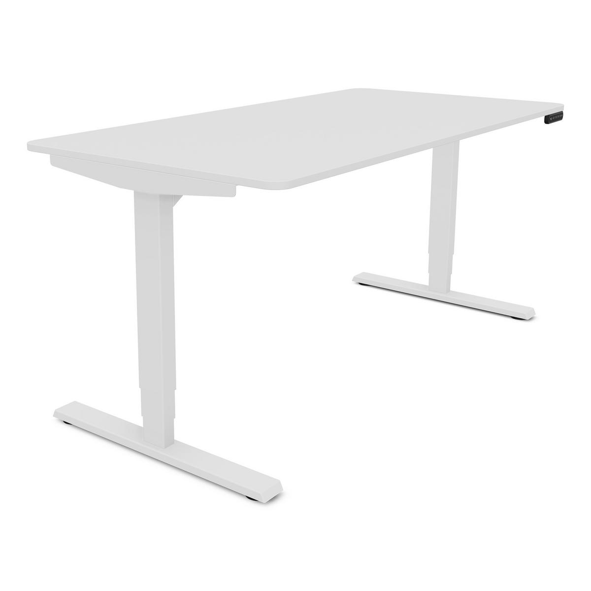 SCHREIBTISCH Elektrisch höhenverstellbarer Schreibtisch Y-Line Curved Signalweiß Signalweiß 160/80/62-127cm - Weiß, Holzwerkstoff/Metall (80/160/127cm) - ASSMANN