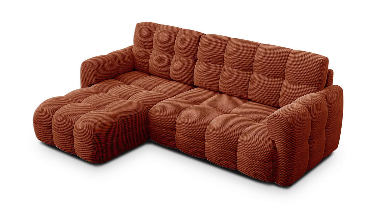 ECKSOFA MELLOW 3-Sitzer, dunkelorange - Dunkelorange/Schwarz, Holz/Textil (232/156cm) - Courtois Laville