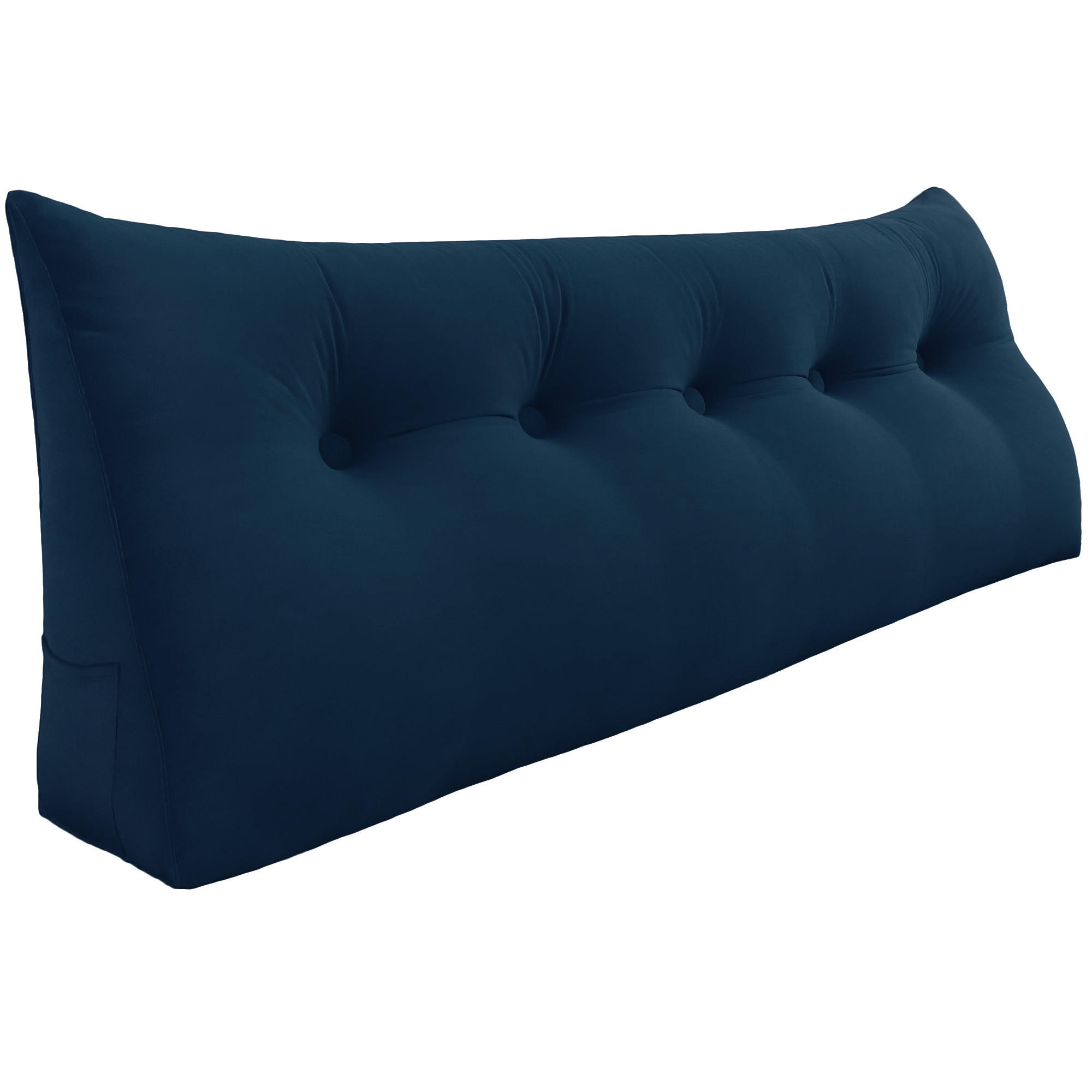 RÜCKENKISSEN für Bett Samt Blau 160 cm - Blau, Textil (50/160cm) - Vercart