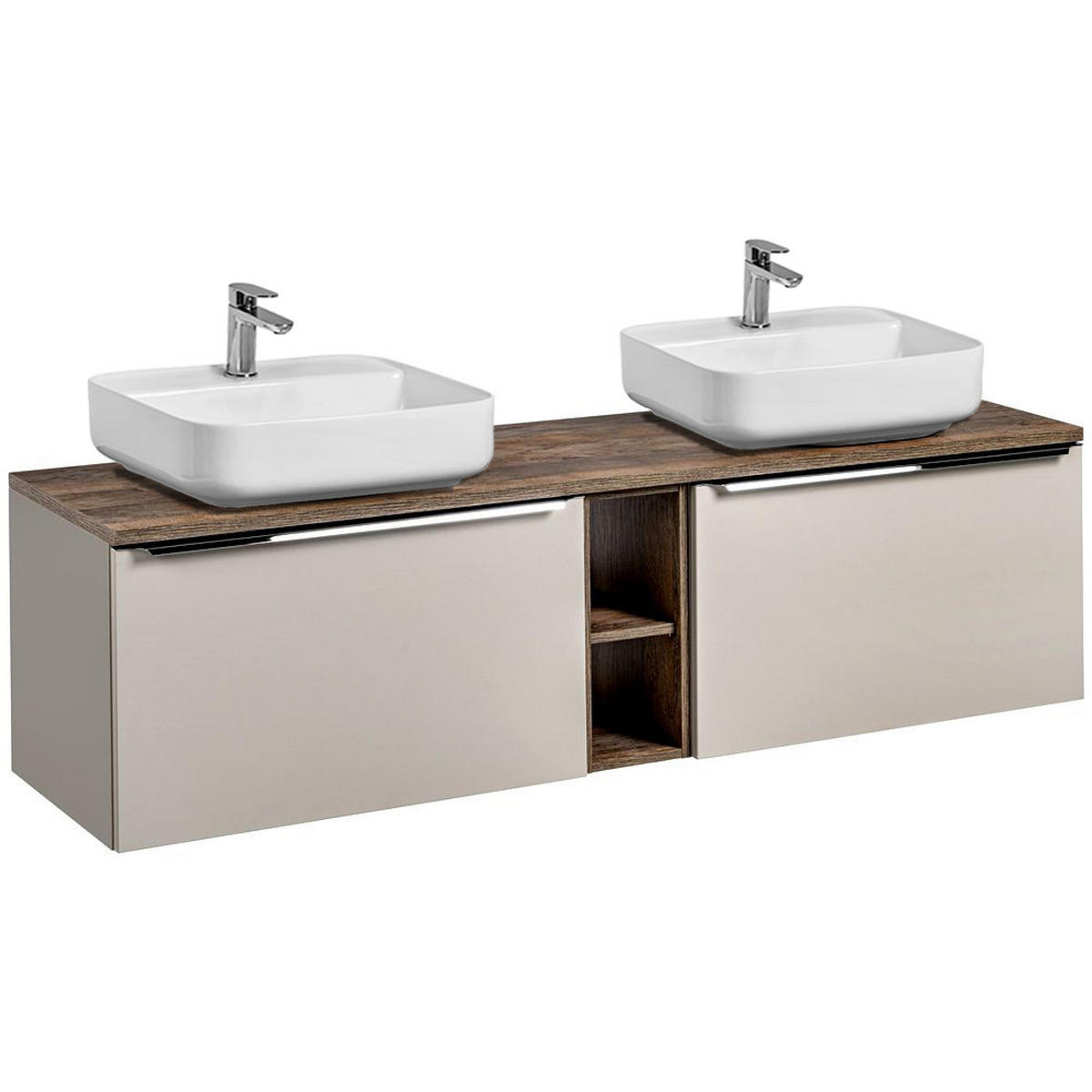 BADMÖBEL-SET 6-TLG. Puebla-56 - Beige, Holzwerkstoff (180/63/46cm) - Lomado