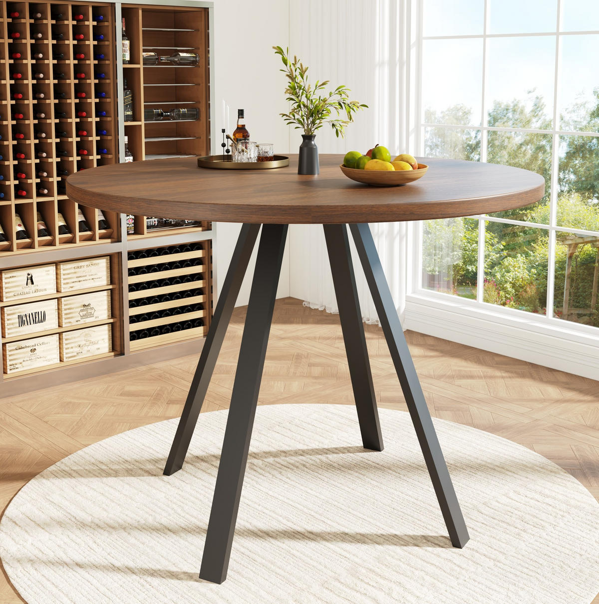 ESSTISCH, MDF mit Metallgestell, 80/80/75 cm, Walnussfarben/Schwarz - Walnussfarben, Holzwerkstoff (80/80/75cm) - Redom
