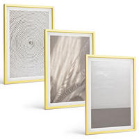 BILDER SET 3er Set - 40x60 cm Goldrahmen - Natürliche Boho-Texturen - Goldfarben, Kunststoff (40/60cm) - TULUP