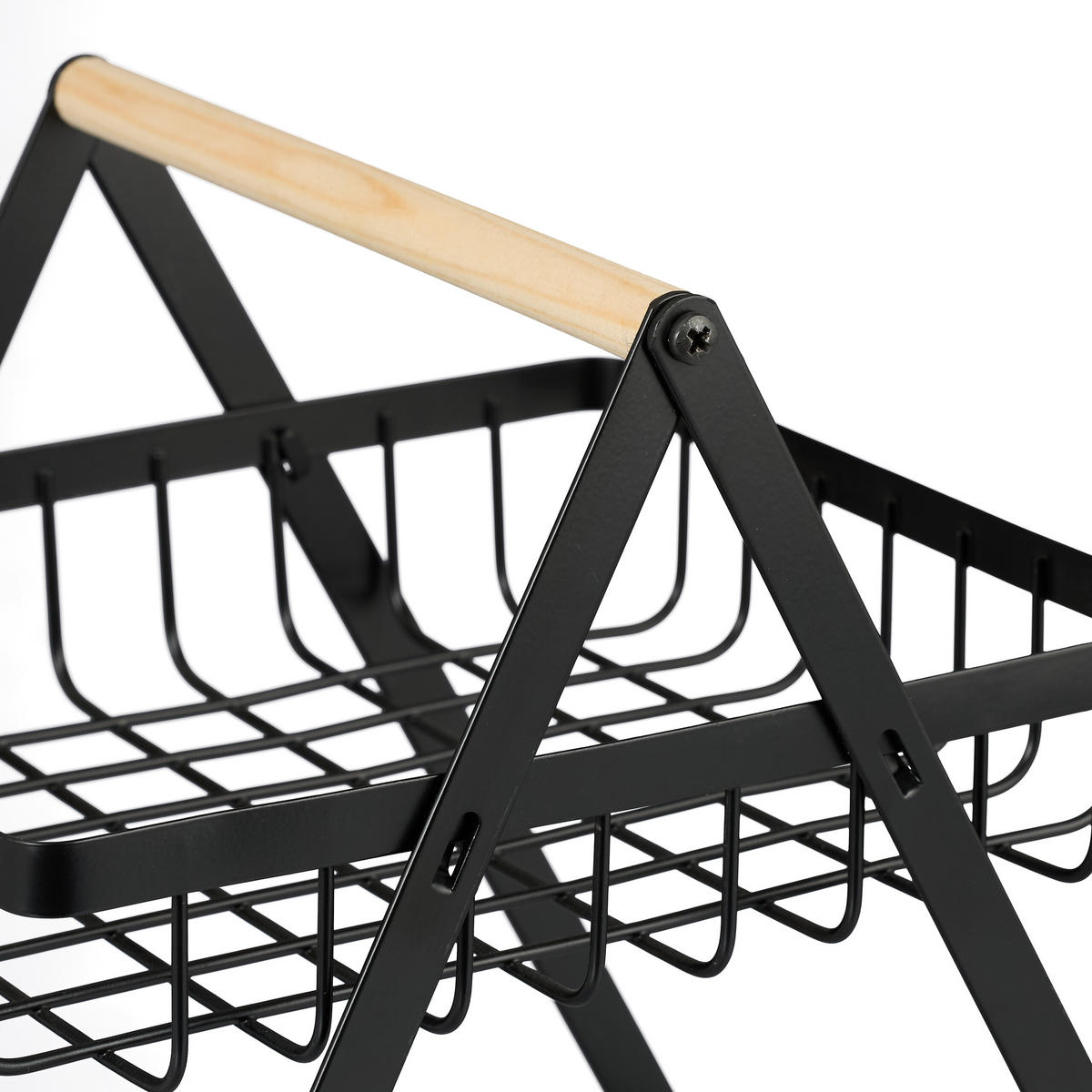 OBSTKORB-ETAGERE - Schwarz, Holz/Metall (18/28cm) - Relaxdays