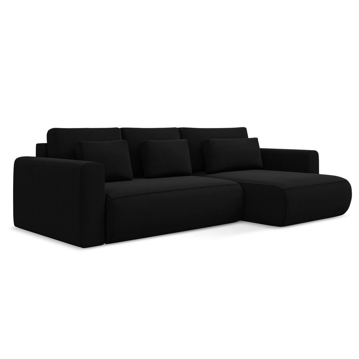 ECKSOFA mit Schlaffunktion Samt Stoff Schwarz - Schwarz, Kunststoff/Textil (278/149cm) - LaMiaSofa
