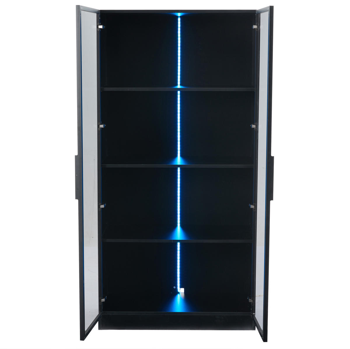 VITRINE mit LED-Beleuchtung 80 x 40 x 160 cm Schwarz 2-türig - Schwarz, Holzwerkstoff (40/160/80cm) - Beauniv
