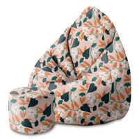 SITZSACK MIT FUßSTÜTZE Velvet 2-tlg Splash Floral Pattern M - Hellblau, Textil (80/120/80cm) - Dreamroots