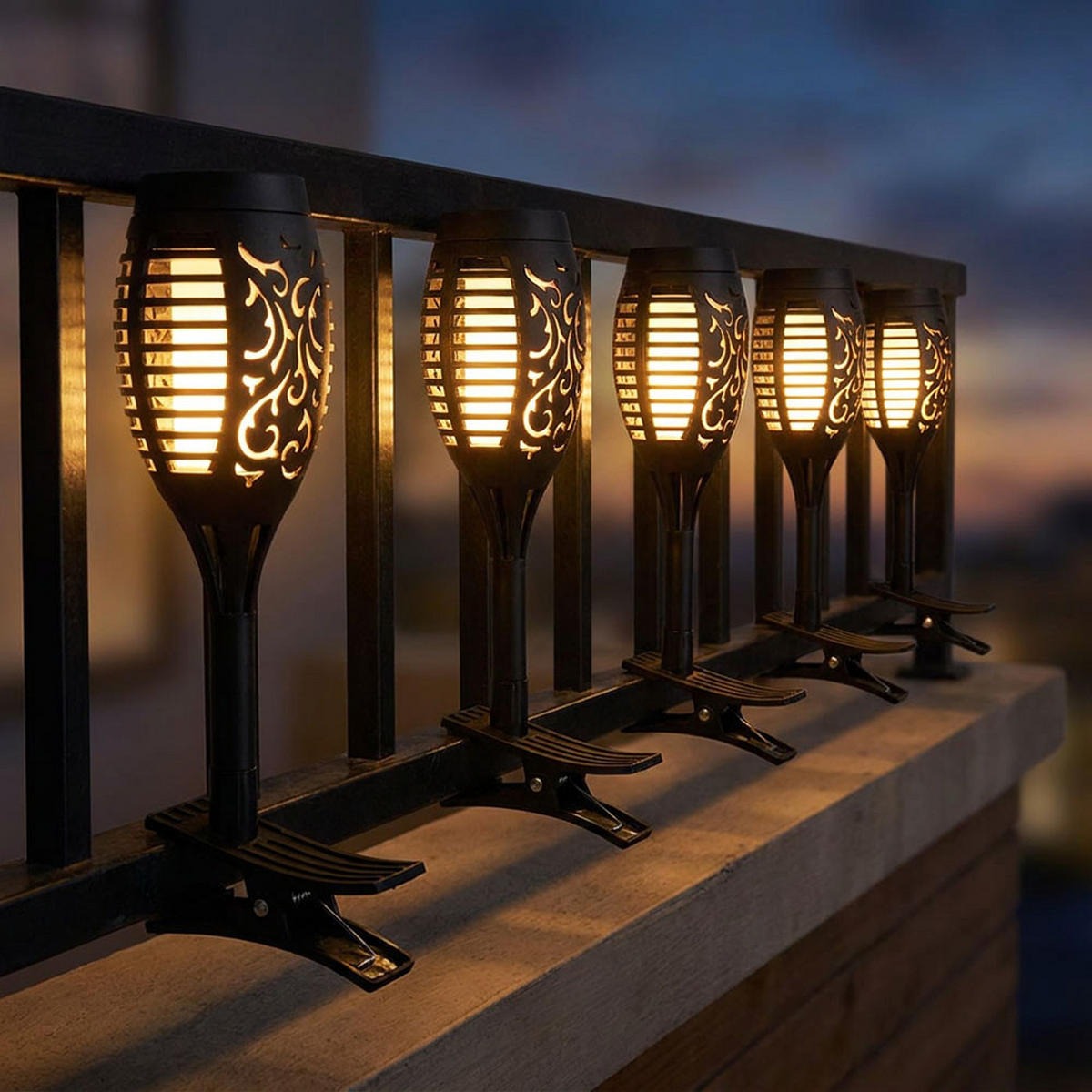LED AUSSENLEUCHTE Solarfackeln Schwarz - Schwarz, Kunststoff (7.5/7.5/26cm)