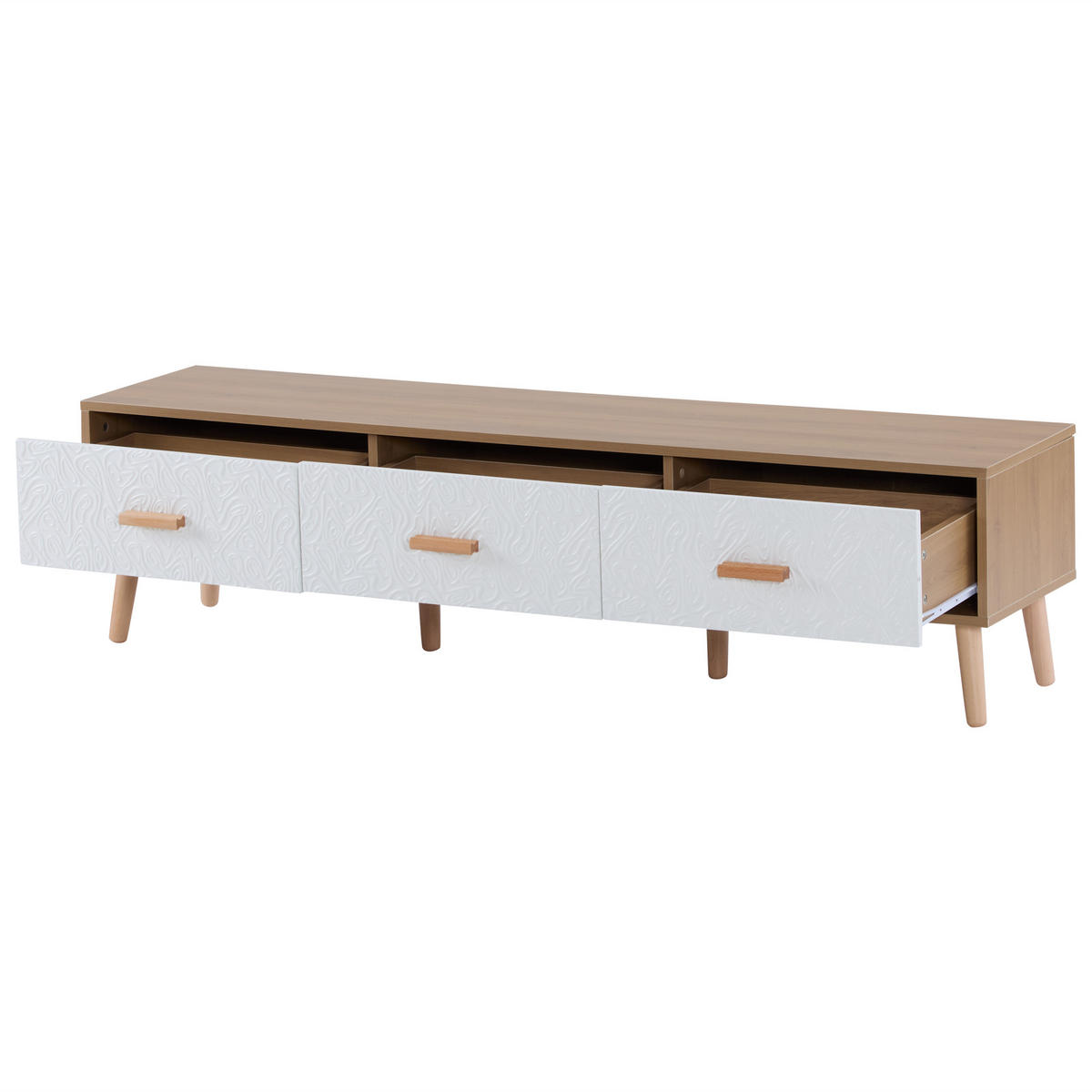TV-ELEMENT 150/35/39 cm Vintage Holzoptik mit weißen Türen - Weiß, Holzwerkstoff (35/39/150cm) - Korfee