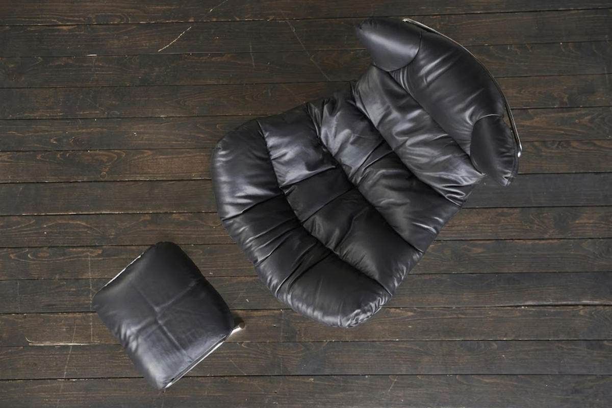 RELAXSESSEL LORNA Schwarz Leder - Silberfarben/Schwarz, Leder/Metall (87/80/110cm) - KAWOLA