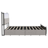 POLSTERBETT 180x200 cm LED Lattenrost USB 4 Schubladen Beige - Beige, Metall (180/200cm)