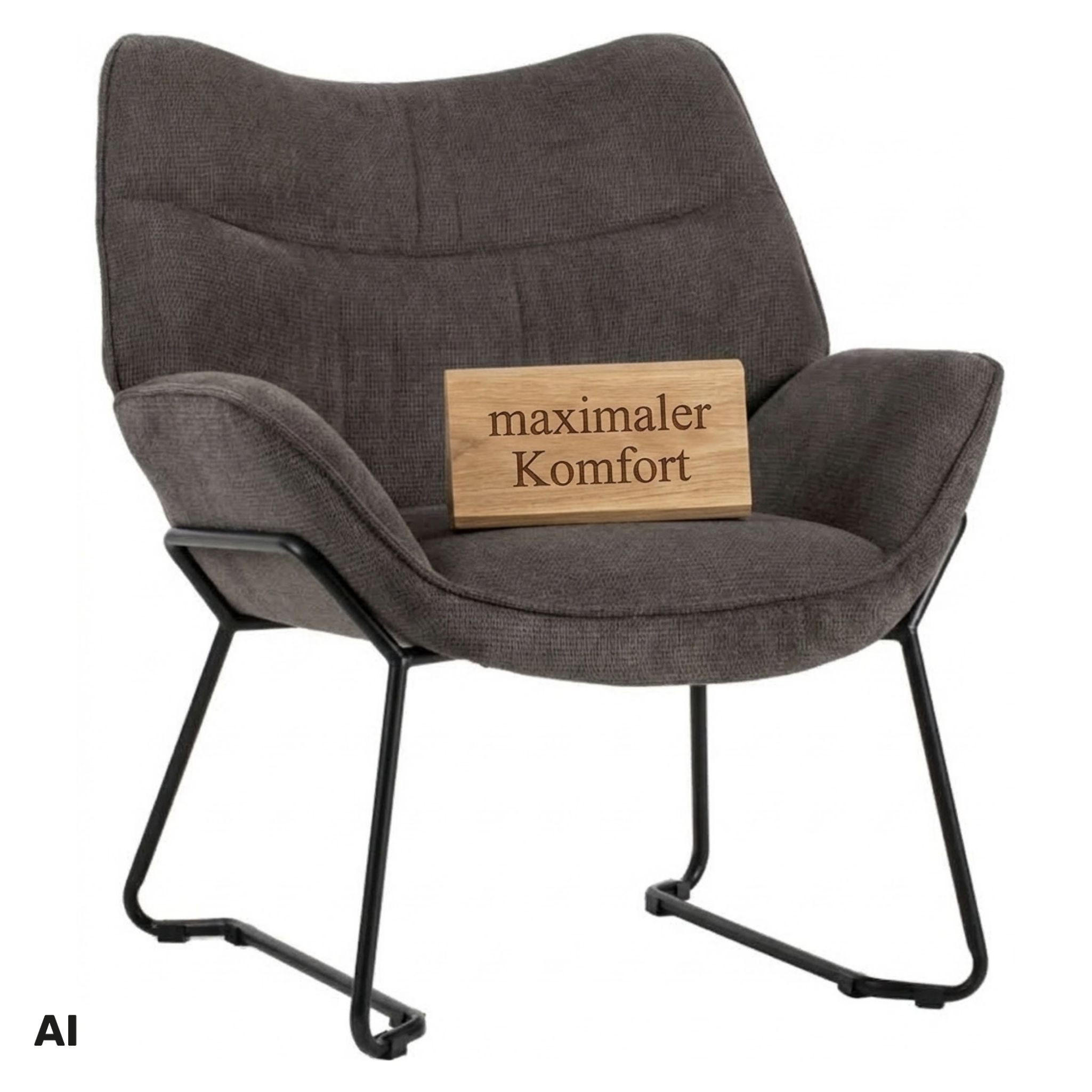 SESSEL Aliano dunkelgrau - Schwarz/Grau, Textil/Metall (73/76/67cm) - Mr. Deko