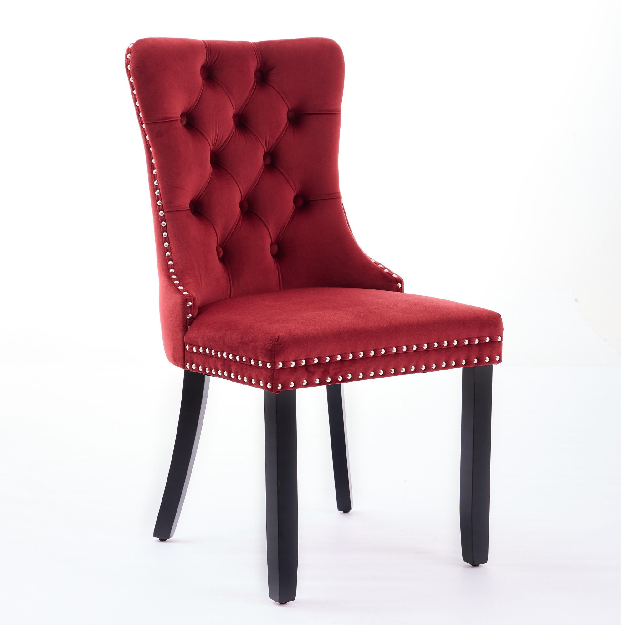 ESSZIMMERSTUHL mit hoher Rückenlehne 2er-Set Samt Wine Red - Rot, Metall (50/95/65cm) - Meubliv
