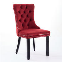 ESSZIMMERSTUHL mit hoher Rückenlehne 2er-Set Samt Wine Red - Rot, Metall (50/95/65cm) - Meubliv
