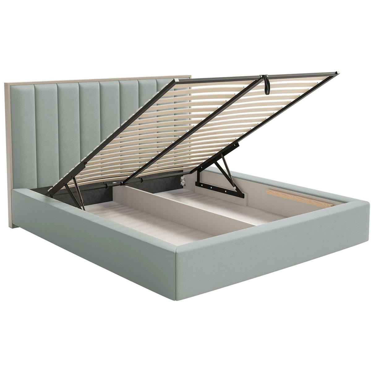 POLSTERBETT Togents Salbeigrün mit Veloursbezug und Bettkasten, 180x200 cm - Hellgrün, Textil (180/200cm) - Selsey