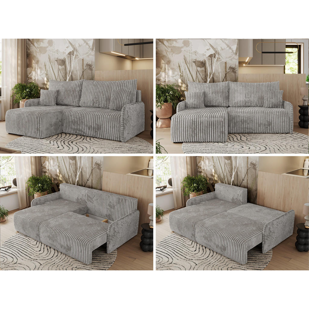 Thumbnail - MKS Eckschlafsofa, Grau, Textil, 3-Sitzer, L-Form,L-Form, 198x150 cm, Oeko-Tex®, Wohnzimmer, Sofas & Couches, Wohnlandsc...