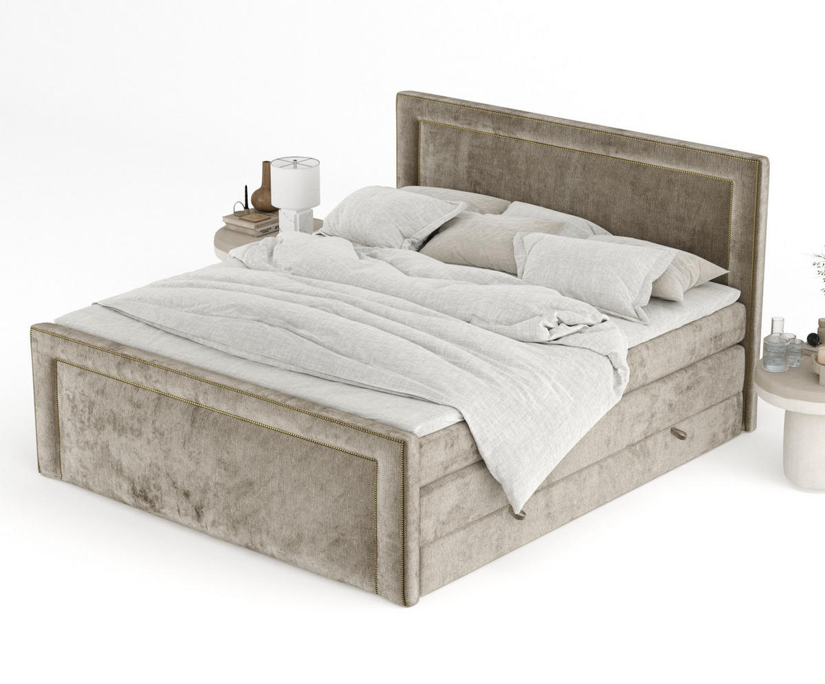 BOXSPRINGBETT Luxora Beige 140/200 cm - Beige/Schwarz, Holz/Holzwerkstoff (140/200cm) - Maison de Reve