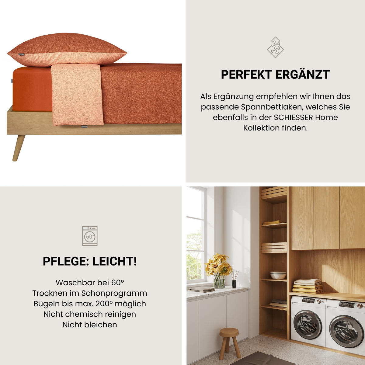 BETTWÄSCHESET Vinnie - Renforcé - 2-teilig - 135 x 200 cm - Terrakotta - Terracotta, Textil (135/200cm) - SCHIESSER