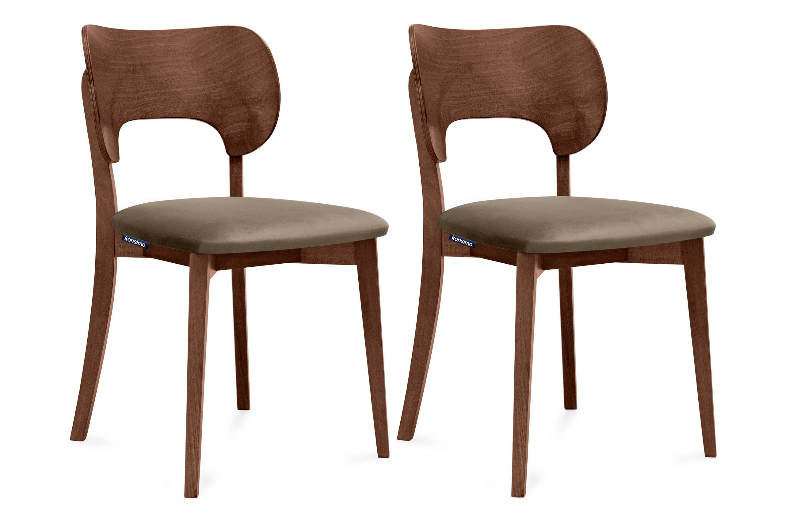 ESSZIMMERSTÜHLE LYCO (2er-Set), beige / Walnuss mittel - Beige/Walnussfarben, Holz/Buchenholz (47/81/45cm) - KONSIMO®