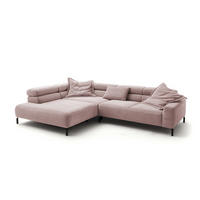 ECKSOFA DELIA Pink Cord - Pink/Schwarz, Textil/Metall (312/219cm) - KAWOLA