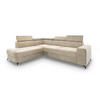 ECKSOFA ALVORO L-S Creme Velours-Stoff mit Schlaffunktion - Creme, Holz (253/190cm) - MASSENO