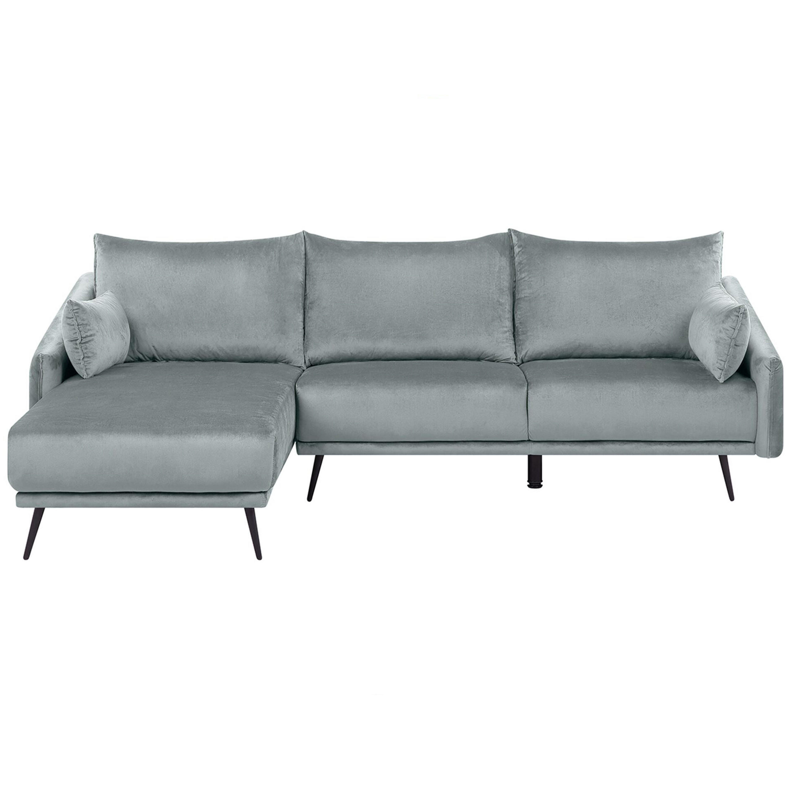 ECKSOFA Samtstoff Grau Varde - Grau, Textil (245/162cm) - Beliani