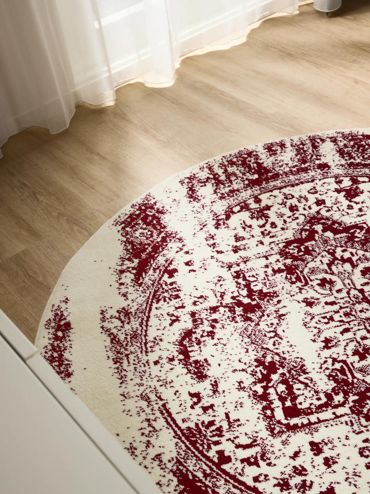 VINTAGE-TEPPICH Suki ø 160 cm rund - Rot/Creme, Kunststoff (160/160cm) - benuta