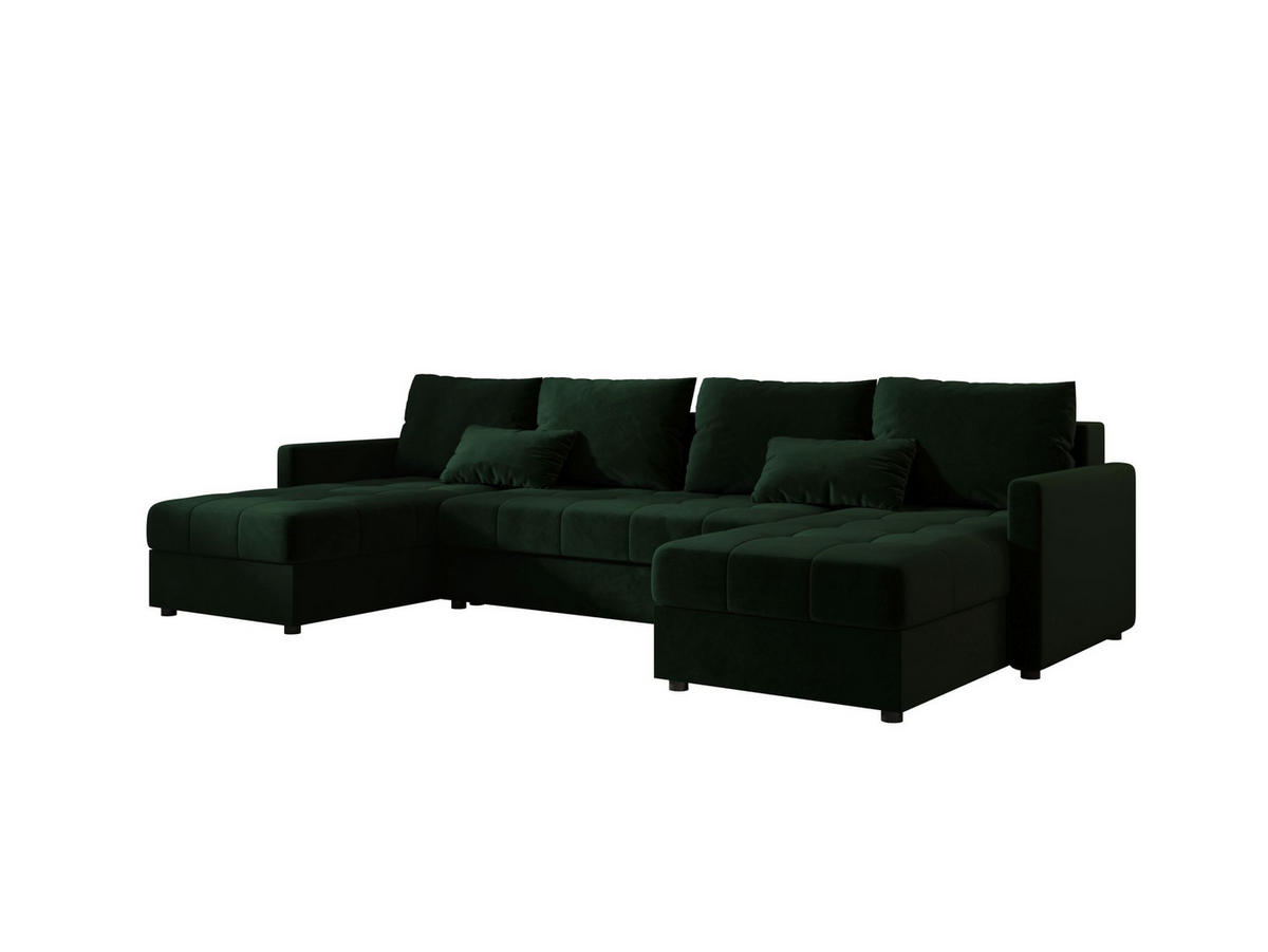 ECKSOFA MOS U BIS Itaka 10 mit Schlaffunktion - Dunkelgrün, Textil (285/85/140cm) - Bedante