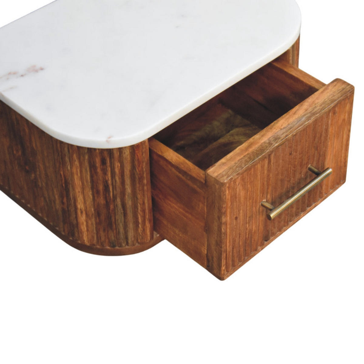 NACHTTISCH mit Golden-Teak-Finish, Marmorplatte oben, 1 Schublade, braun - Braun, Naturmaterialien/Holz (44/20/31cm) - Artisan Furniture