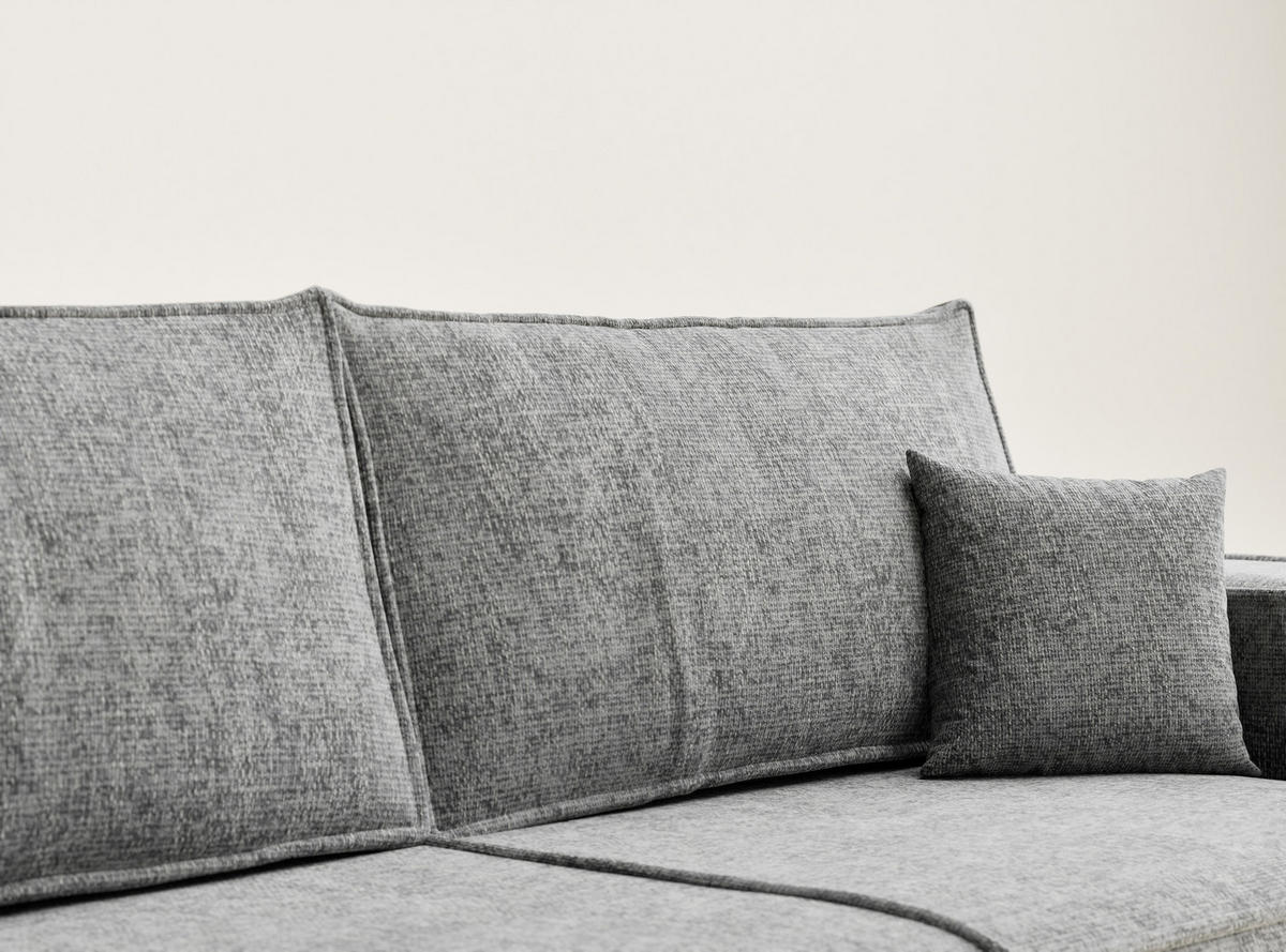 SOFA MIT SCHLAFFUNKTION Milos Grau Chenille-Stoff - Schwarz/Grau, Holz/Holzwerkstoff (255/70/105cm) - Maison de Reve