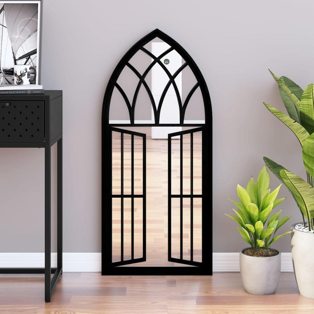 SPIEGEL Schwarz 100x45 cm Eisen für Innenbereich - Schwarz, Metall (100/45/1cm) - furnicato