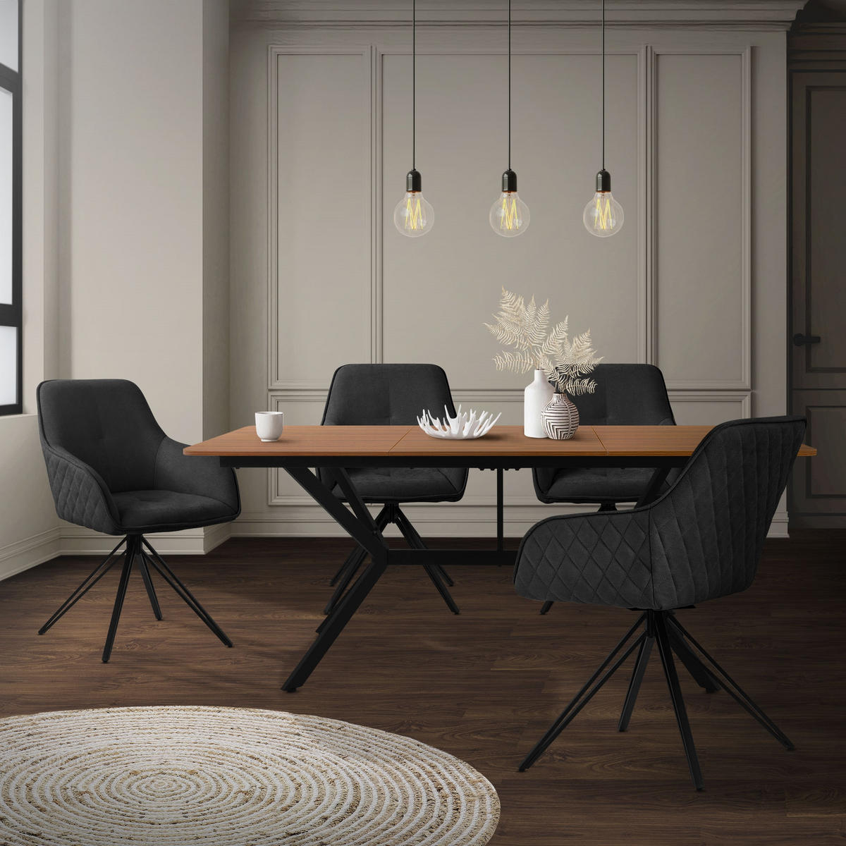 ESSTISCH aus MDF Dunkelbraun mit Stahlgestell Rechteckiger für 6 Personen - Dunkelbraun, Holzwerkstoff (180/80/75cm) - ML-DESIGN