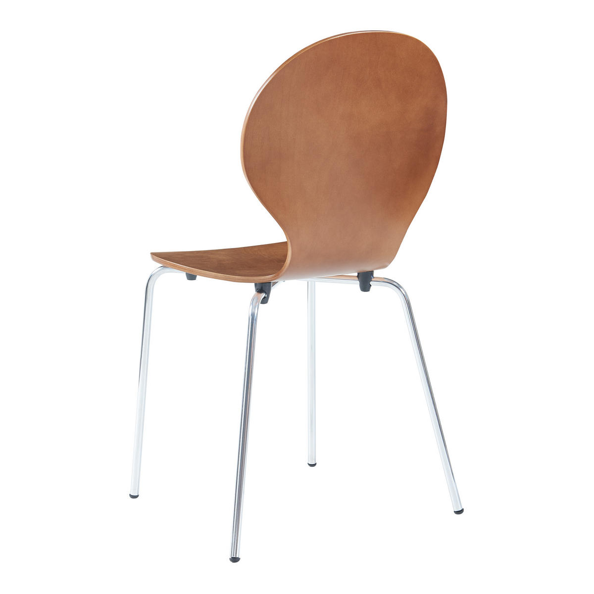 ESSZIMMERSTUHL-SET 4 TLG. Etne - Chromfarben/Walnussfarben, Holz/Metall (48/85/50cm) - [en.casa]