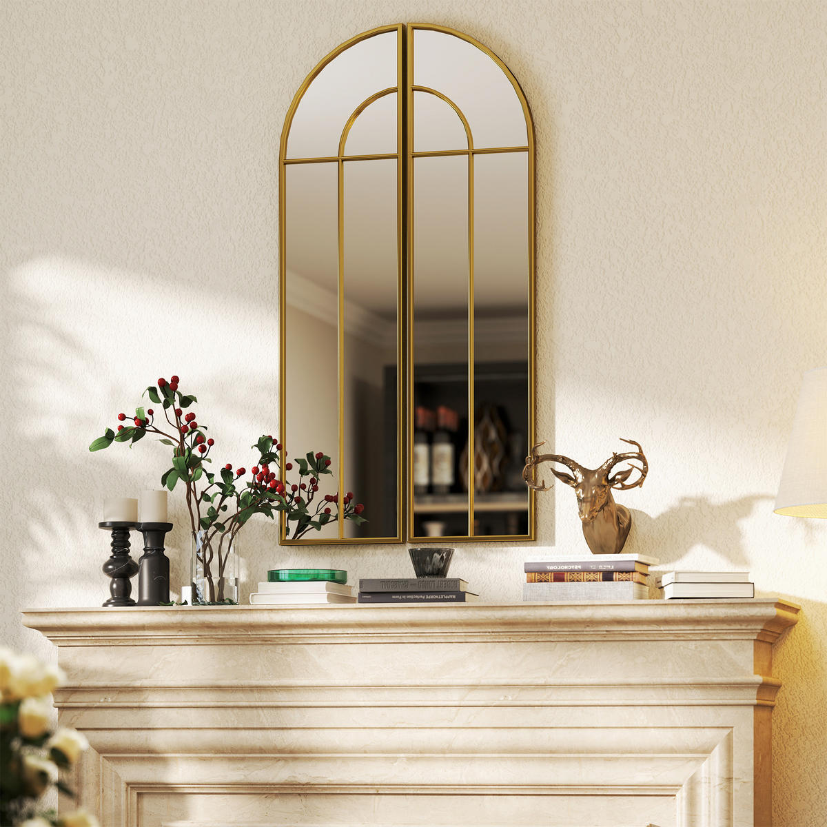 WANDSPIEGEL DE-14292 Bogenform 30x120 cm Gold - Goldfarben, Glas (30/120/3cm) - ComfortXL