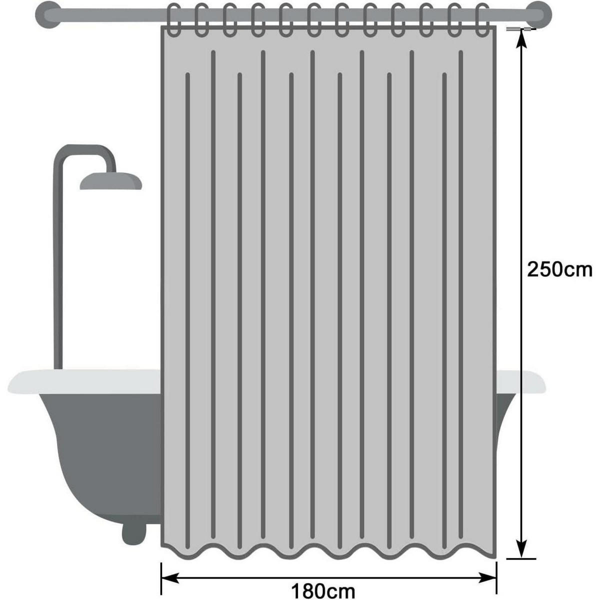 DUSCHVORHANG Weiß 180 x 250 cm - Weiß, Textil (180/250cm)