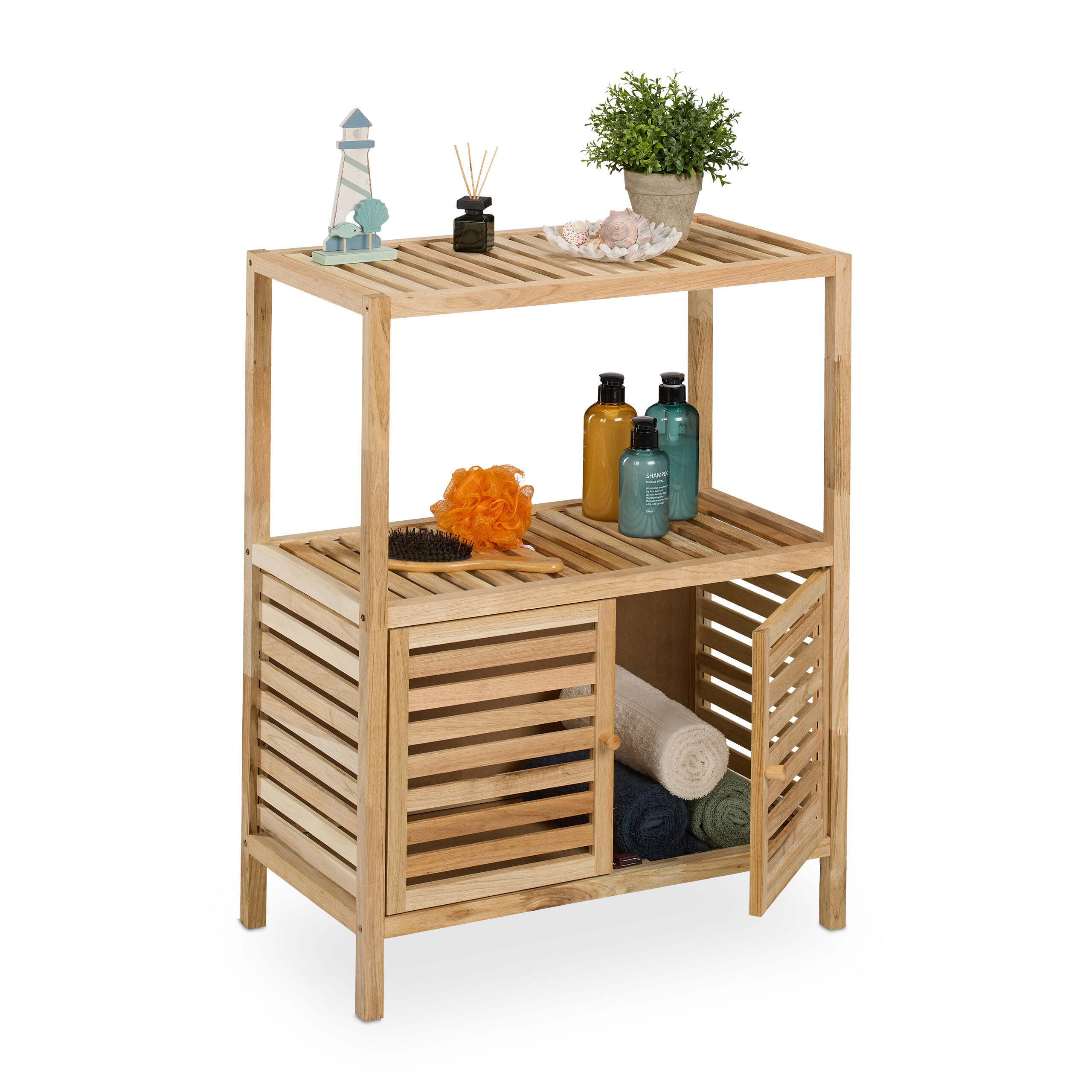 BADREGAL - Hellbraun, Holz/Holzwerkstoff (67.5/86/35.5cm) - Relaxdays